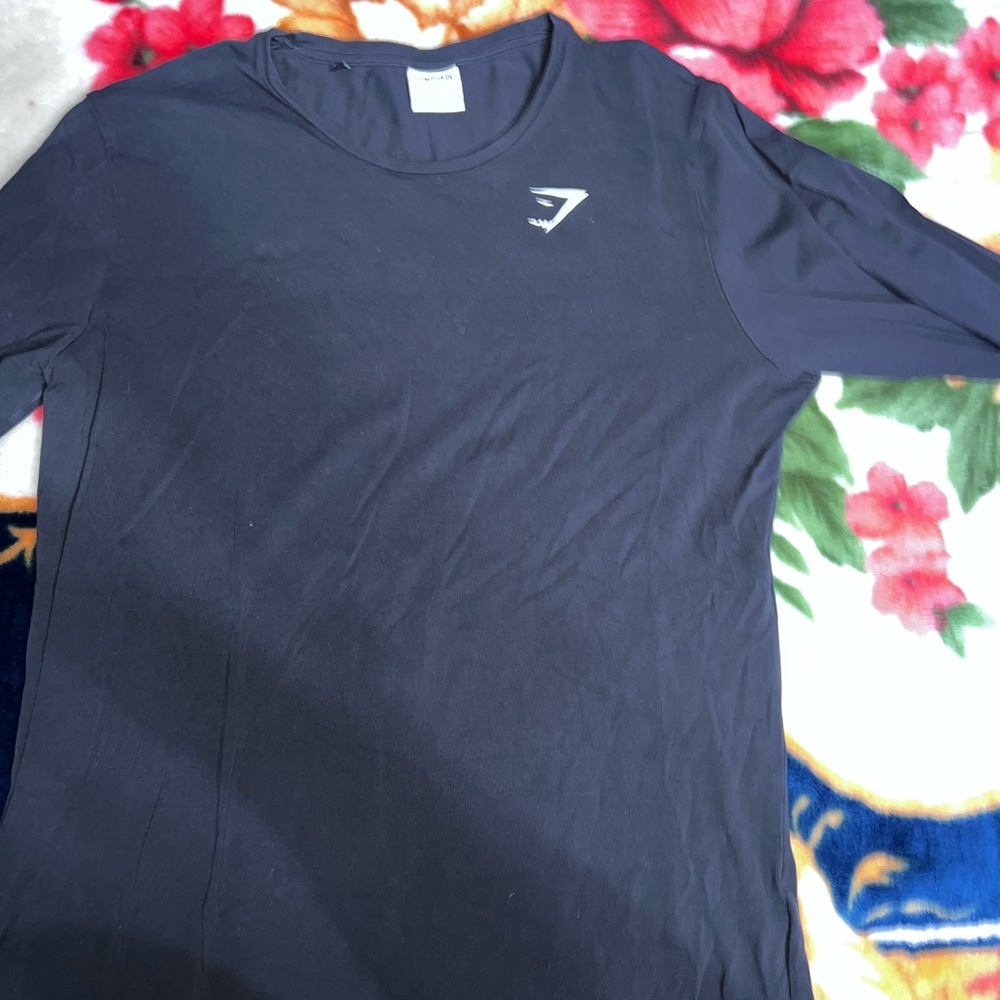 Mens gym shark long sleeve shirt black size large